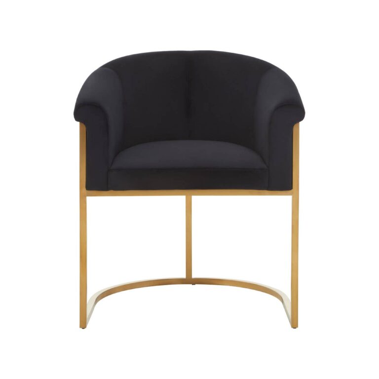 Aiste Black Velvet And Matte Gold Dining Chair