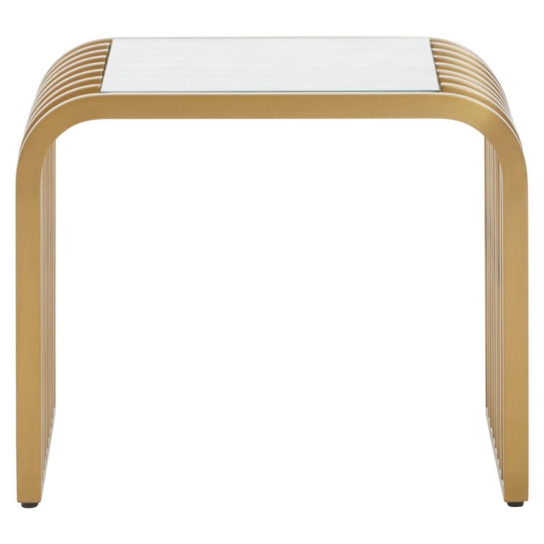 Aiste Matte Gold Slatted End Table