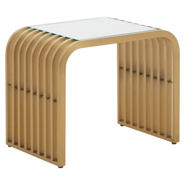 Aiste Matte Gold Slatted End Table - Image 2