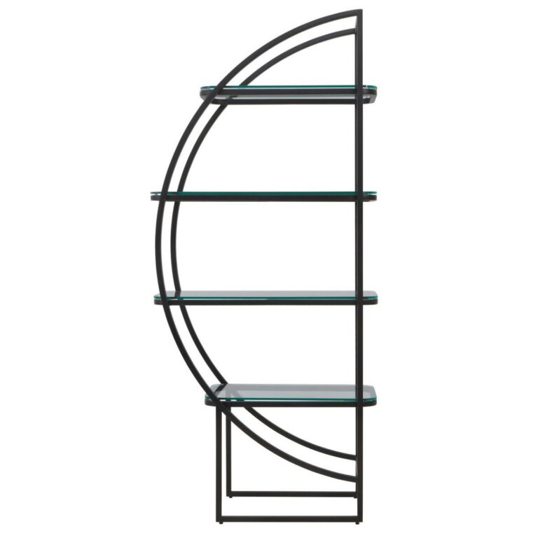 Aiste Left Half Moon Black Shelf Unit