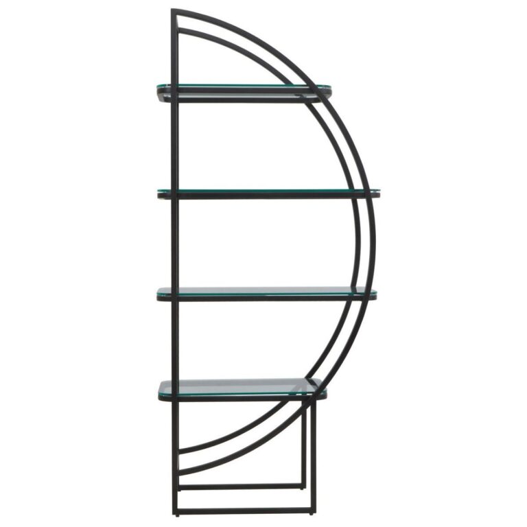 Aiste Right Half Moon Black Shelf Unit