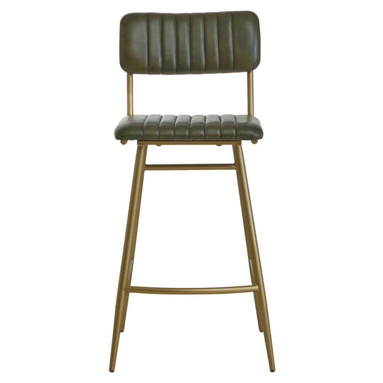 Olk Buffalo Green Leather Angular Bar Chair