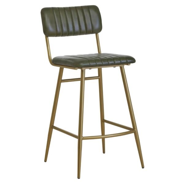 Olk Buffalo Green Leather Angular Bar Chair - Image 2