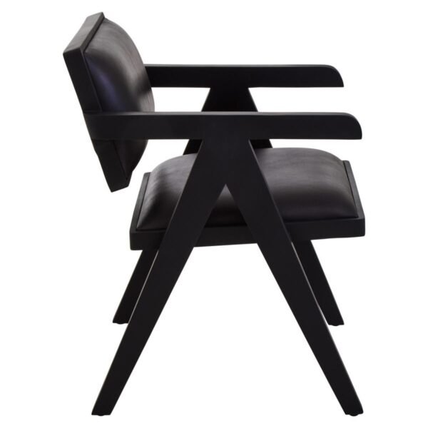 Olk Buffalo Black Leather Armchair With Wood Frame - Image 12