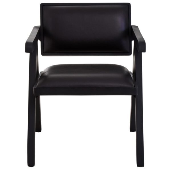 Olk Buffalo Black Leather Armchair With Wood Frame