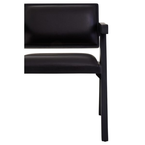 Olk Buffalo Black Leather Armchair With Wood Frame - Image 10