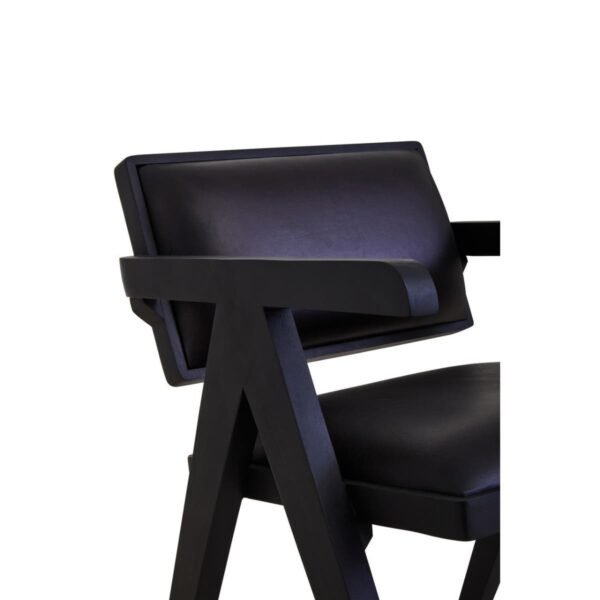 Olk Buffalo Black Leather Armchair With Wood Frame - Image 3