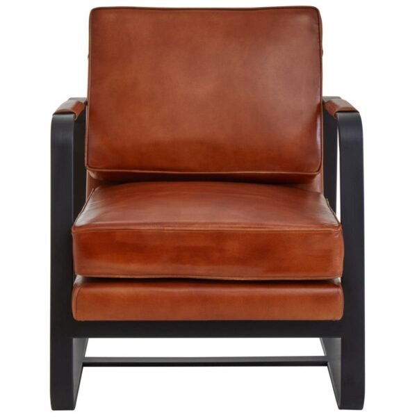 Olk Buffalo Tan Leather Armchair With Black Iron Frame