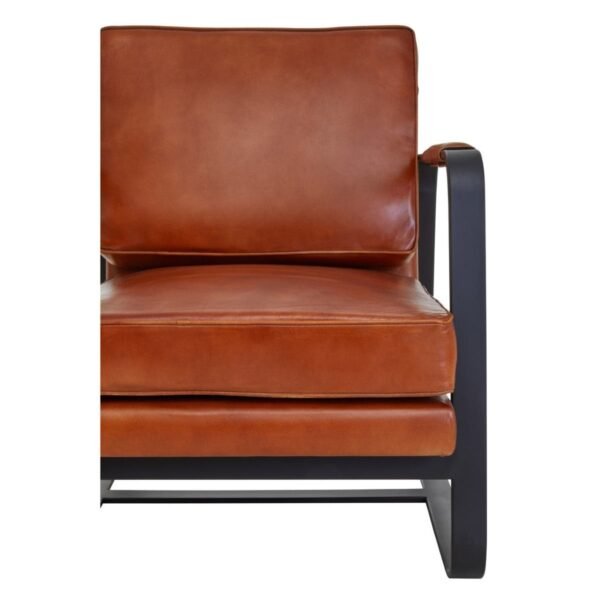 Olk Buffalo Tan Leather Armchair With Black Iron Frame - Image 9