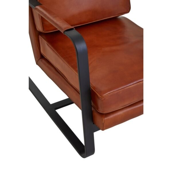 Olk Buffalo Tan Leather Armchair With Black Iron Frame - Image 8