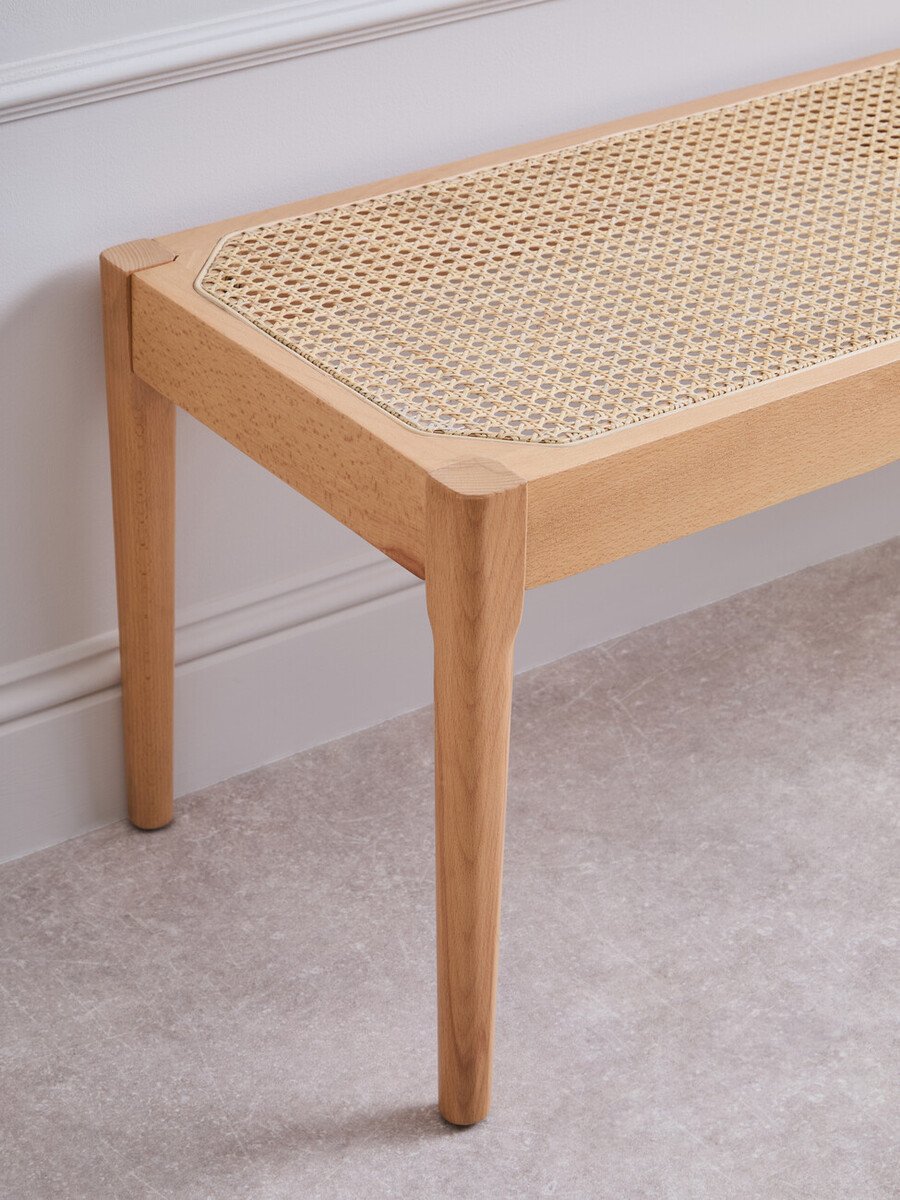 Ebu Natural Cane and Beech Wood Bench Ebu Natural Cane and Beech Wood Bench
