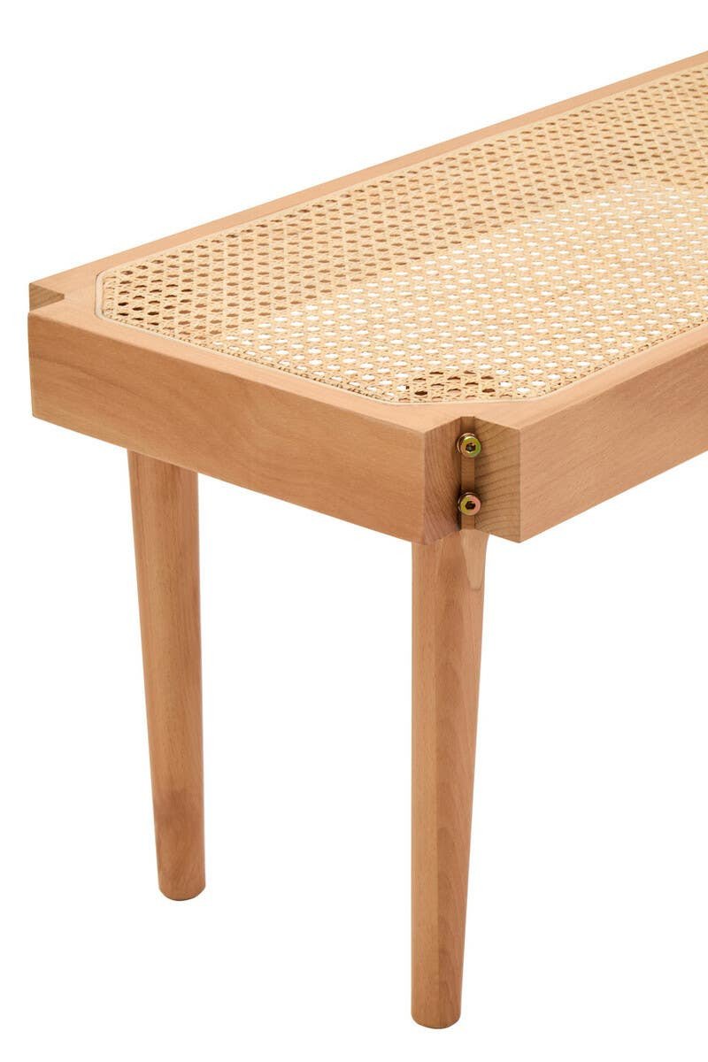 Ebu Natural Cane and Beech Wood Bench Ebu Natural Cane and Beech Wood Bench