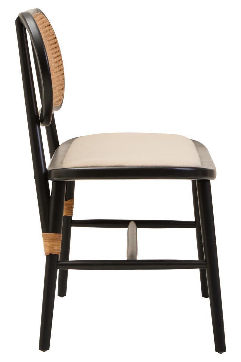 Ebu Natural Cane Bench with Black Elm Wood Frame Ebu Natural Cane Bench with Black Elm Wood Frame