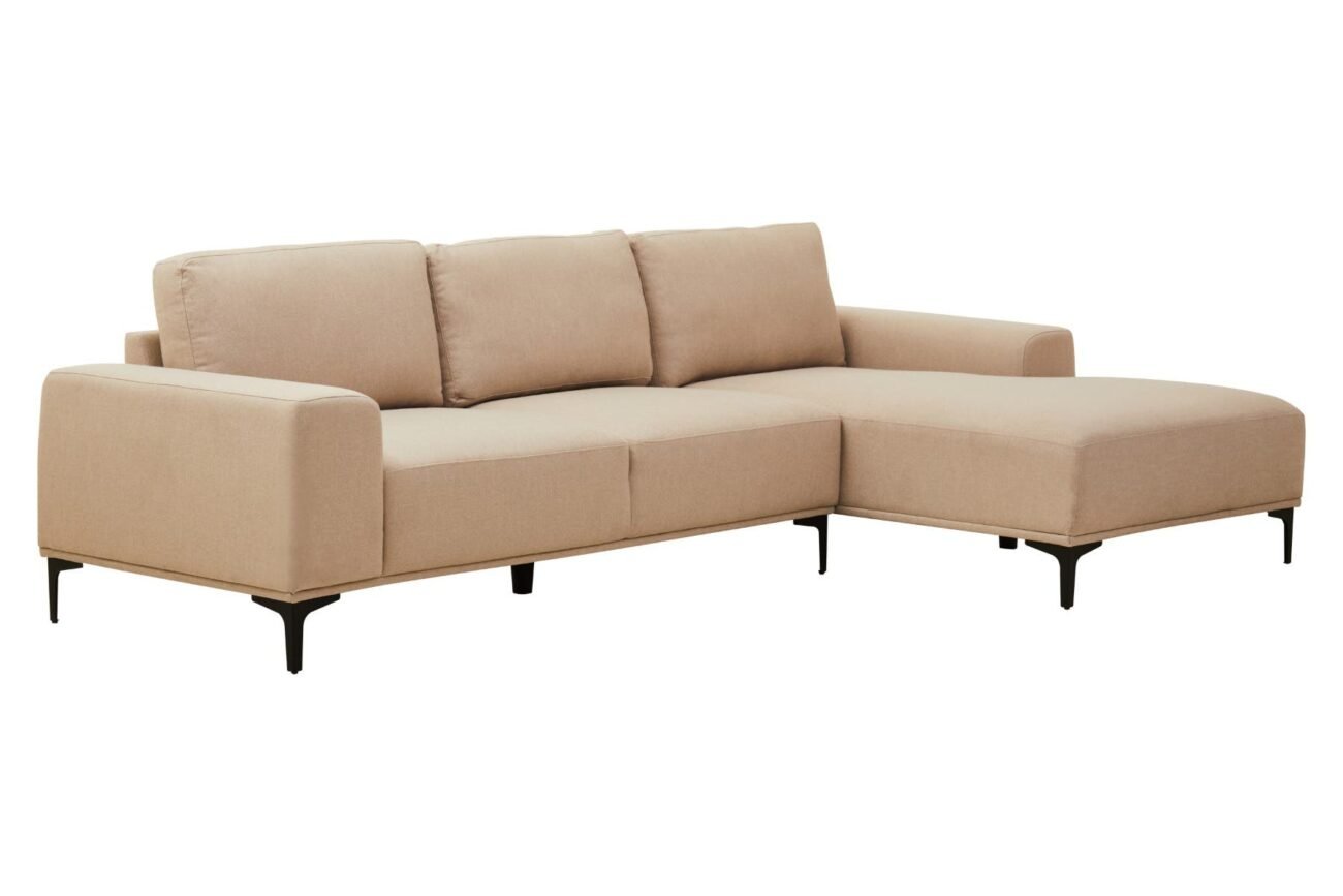 Ockley 3 Seat Natural Fabric Left Chaise Sofa