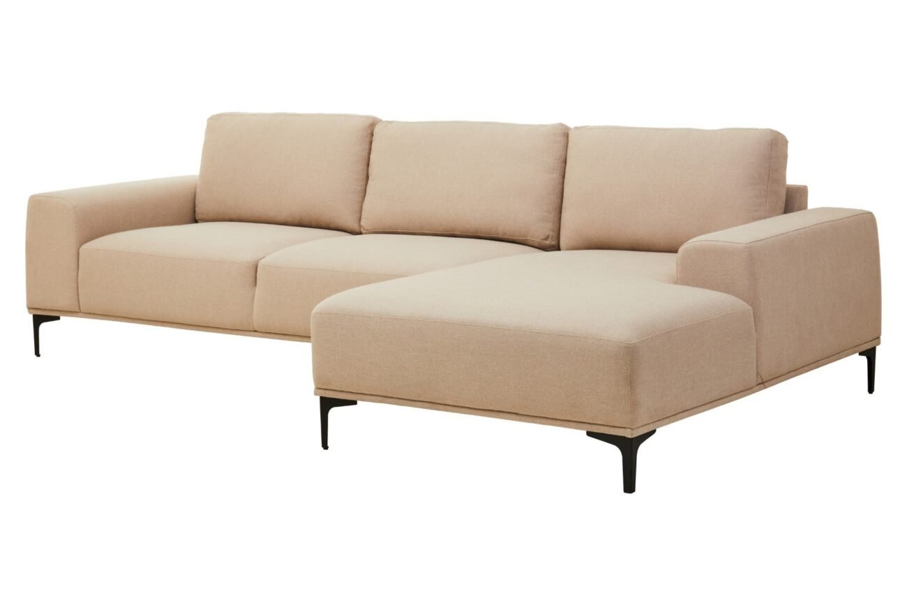 Ockley 3 Seat Natural Fabric Left Chaise Sofa