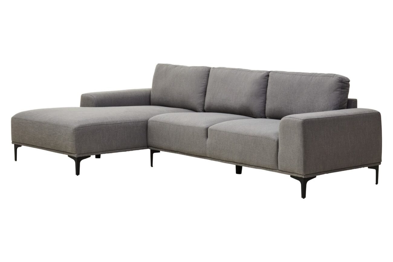 Ockley 3 Seat Grey Fabric Right Chaise Sofa