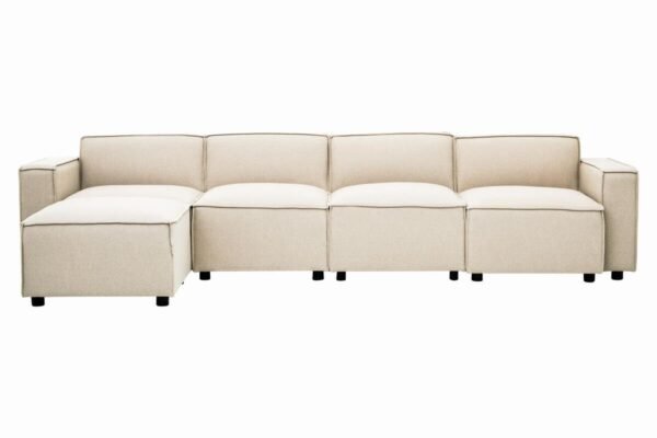 Lousey Cream Fabric Sofa Ottoman - Image 9