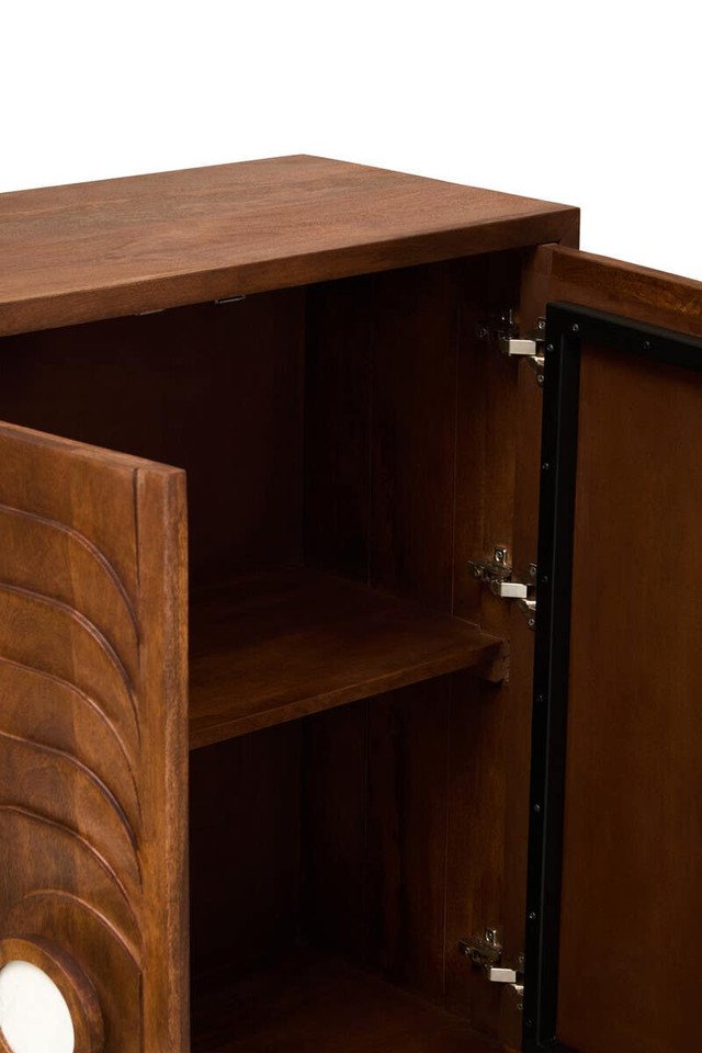 Graans Two Door Mango Wood Carved Cabinet Graans Two Door Mango Wood Carved Cabinet