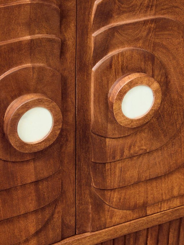 Graans Two Door Mango Wood Carved Cabinet Graans Two Door Mango Wood Carved Cabinet