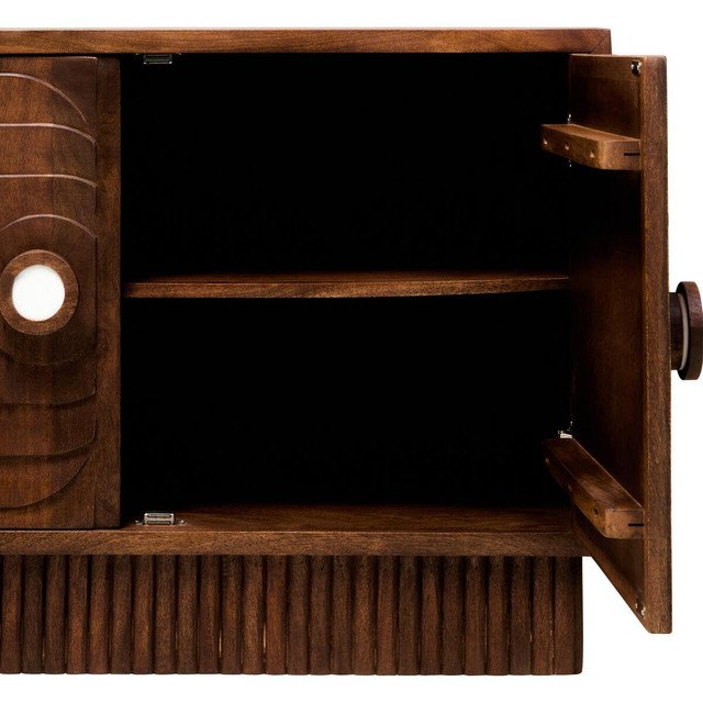 Graans Two Door Mango Wood Carved Cabinet Graans Two Door Mango Wood Carved Cabinet