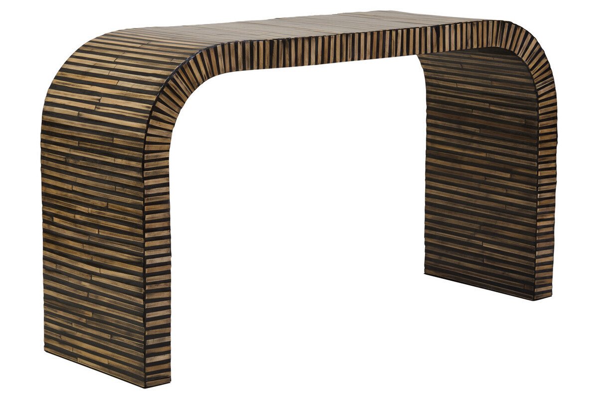 Hermosa Bamboo Inlay Curved Console Table Hermosa Bamboo Inlay Curved Console Table