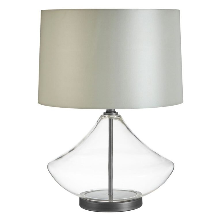 Lasha Light Grey Shade Table Lamp With Eu Plug