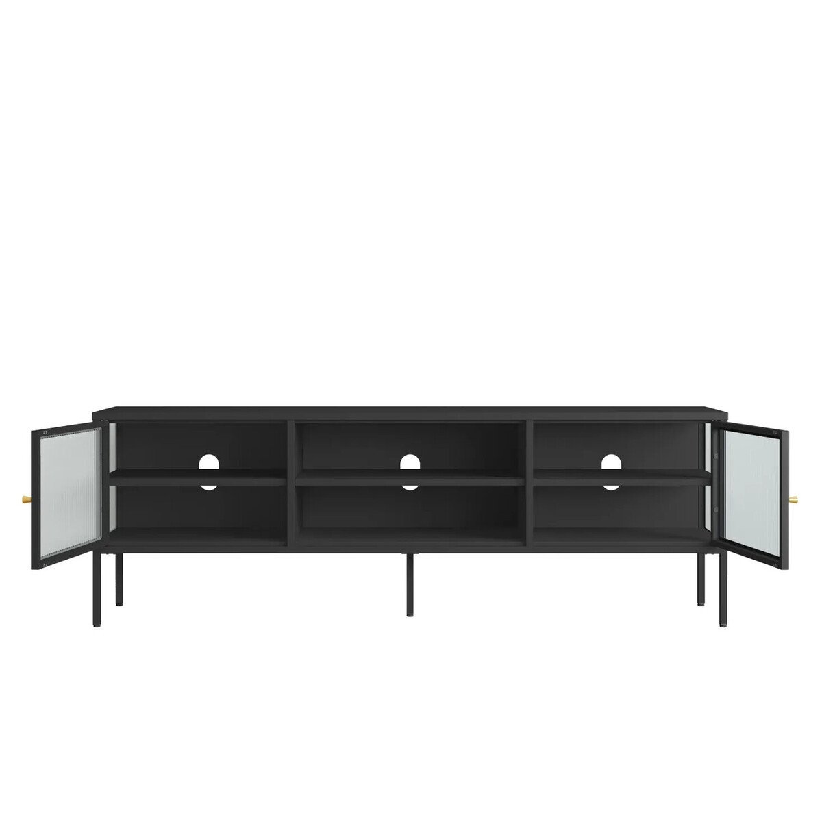 Adderson Black Metal and Fluted Glass Door Media Unit Adderson Black Metal and Fluted Glass Door Media Unit