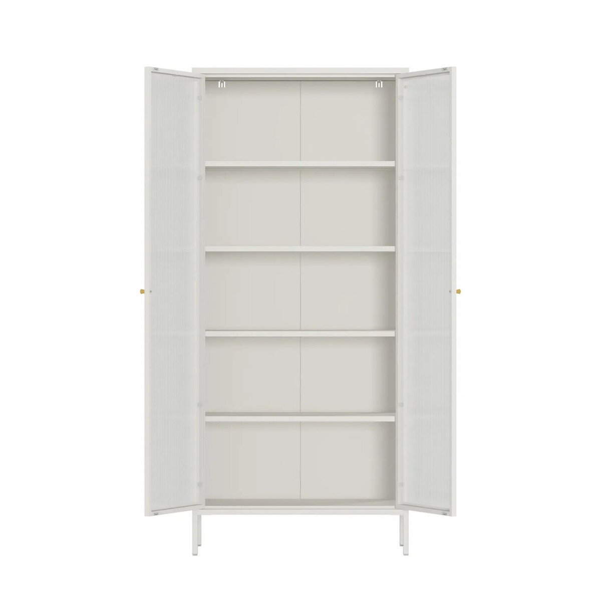 Adderson Warm White Metal Fluted Glass Door Tall Cabinet Adderson Warm White Metal Fluted Glass Door Tall Cabinet
