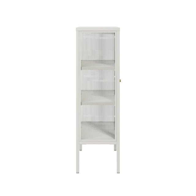 Adderson Warm White Metal and Fluted Glass Door Cabinet Adderson Warm White Metal and Fluted Glass Door Cabinet