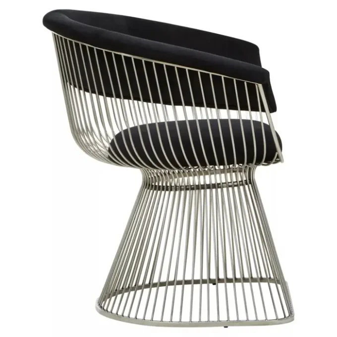 Aiste Black Velvet and Silver Frame Chair2