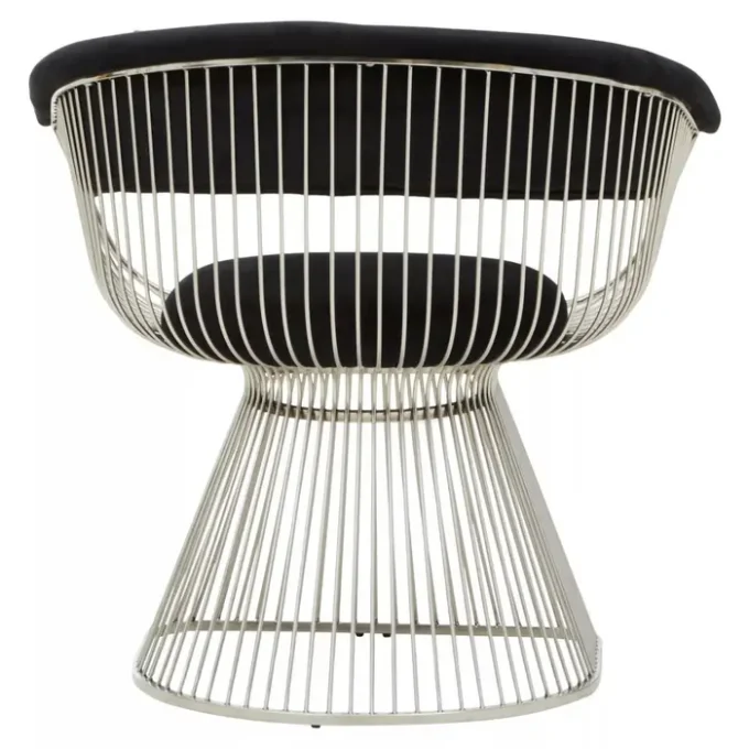 Aiste Black Velvet and Silver Frame Chair3