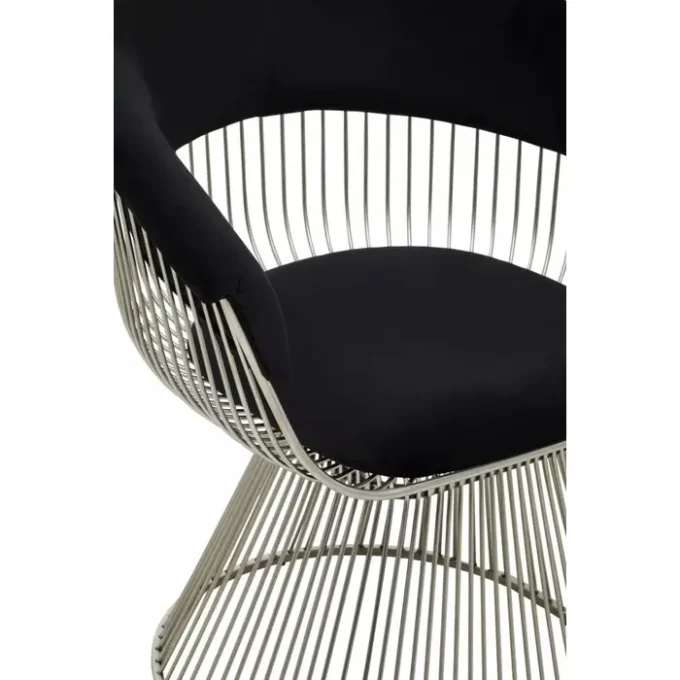 Aiste Black Velvet and Silver Frame Chair4
