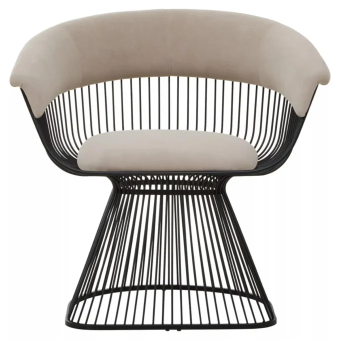 Aiste Mink Velvet and Black Frame Chair