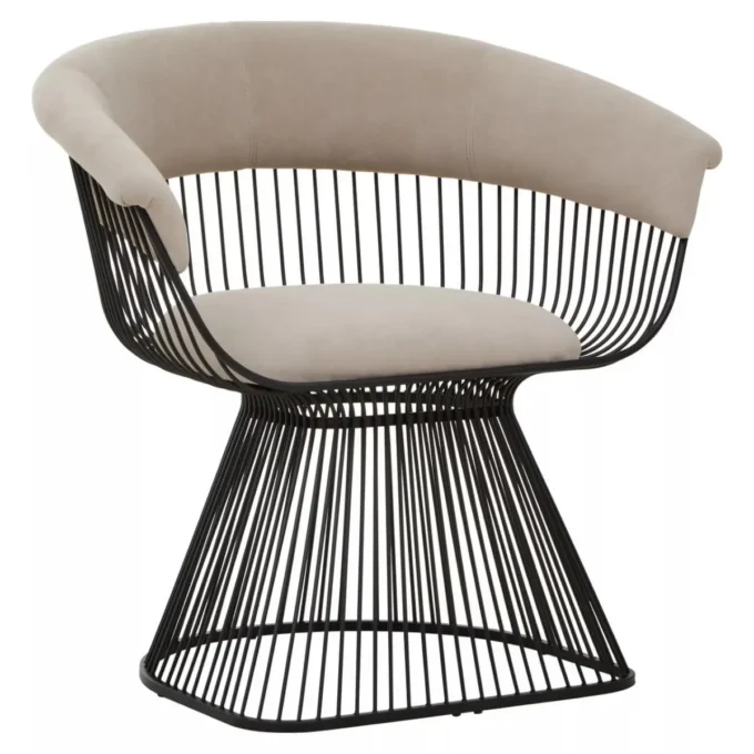 Aiste Mink Velvet and Black Frame Chair1