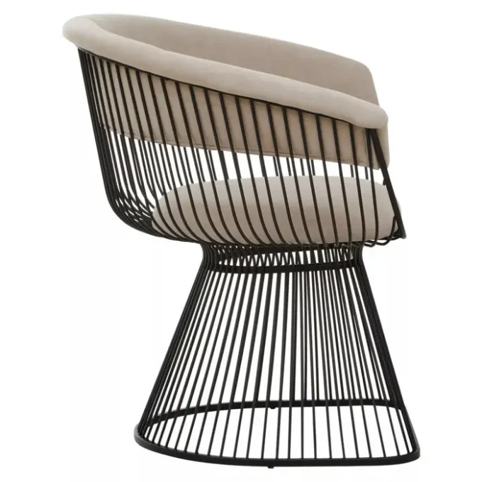 Aiste Mink Velvet and Black Frame Chair2