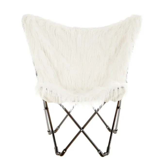Alammie White Faux Fur Butterfly Chair