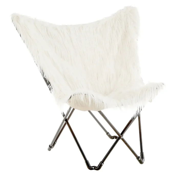Alammie White Faux Fur Butterfly Chair1