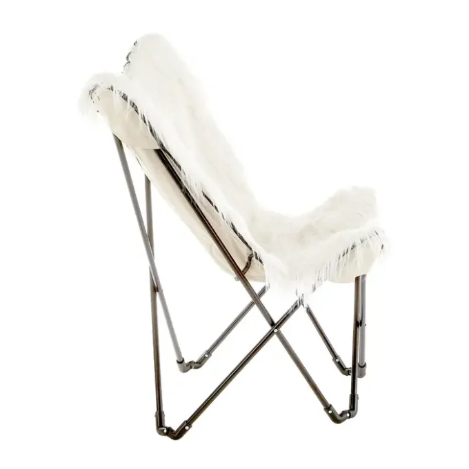 Alammie White Faux Fur Butterfly Chair2