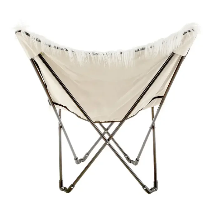 Alammie White Faux Fur Butterfly Chair3