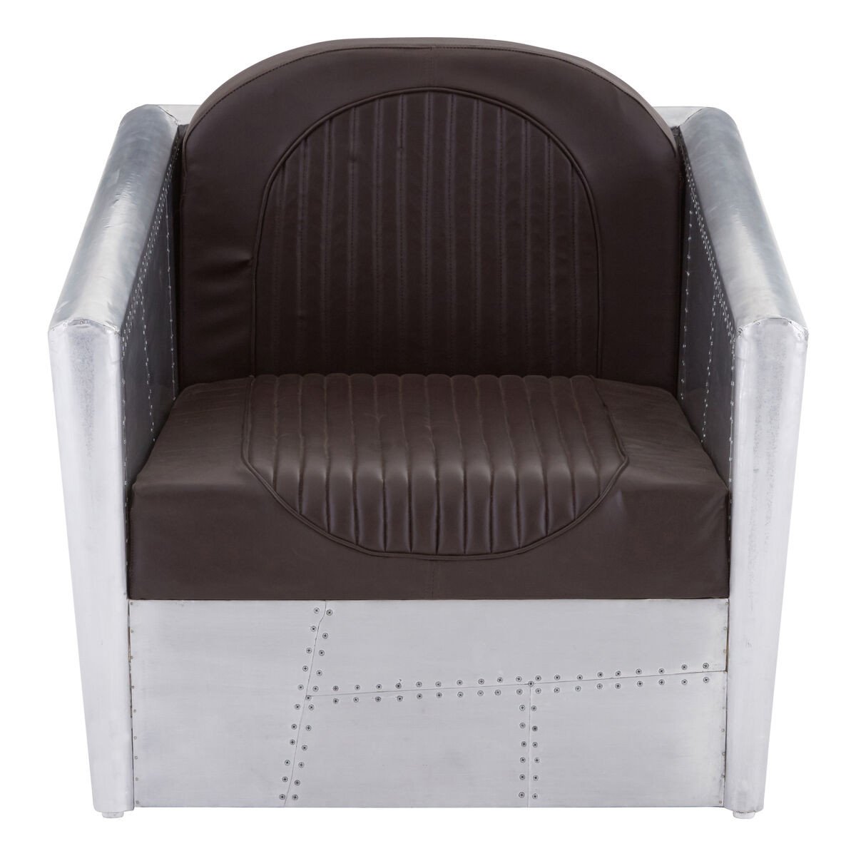 Alvo Brown Leather Effect and Aluminium Armchair Alvo Brown Leather Effect and Aluminium Armchair