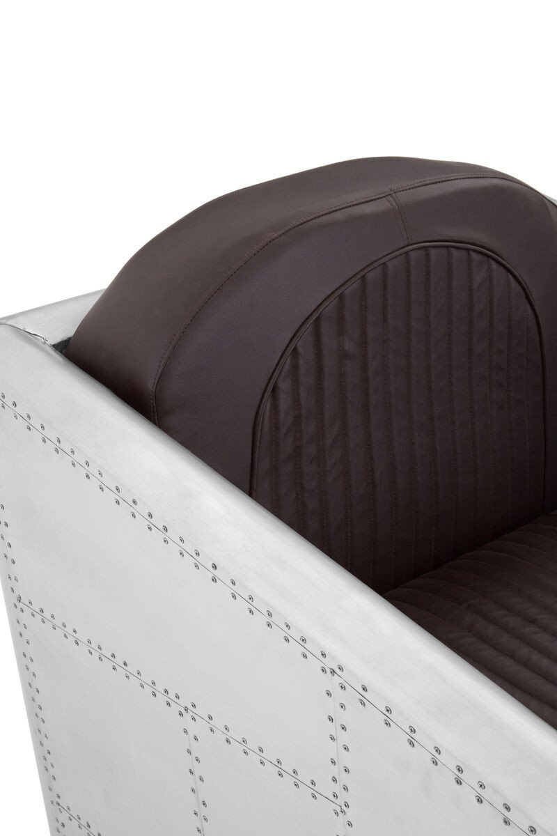 Alvo Brown Leather Effect and Aluminium Armchair Alvo Brown Leather Effect and Aluminium Armchair