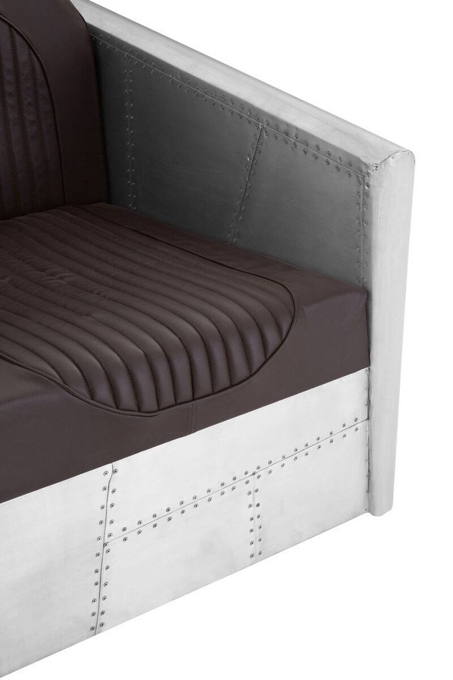 Alvo Brown Leather Effect and Aluminium Armchair Alvo Brown Leather Effect and Aluminium Armchair