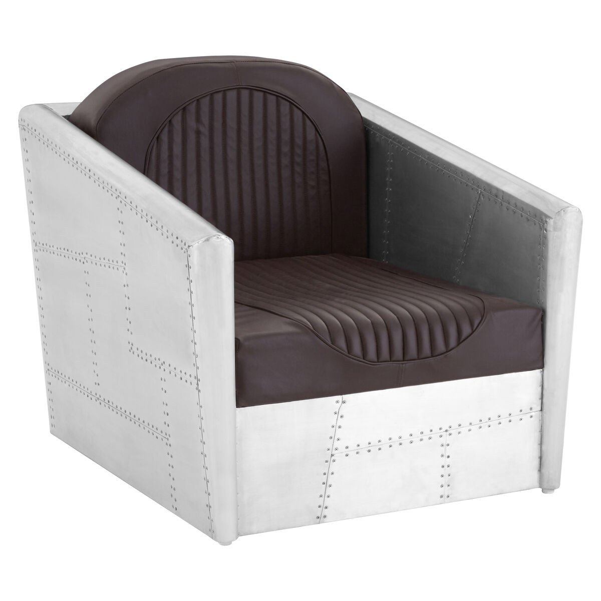 Alvo Brown Leather Effect and Aluminium Armchair Alvo Brown Leather Effect and Aluminium Armchair