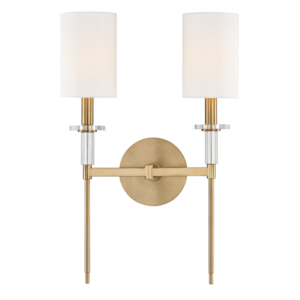 Amherst Wall Sconce Short Double Brass