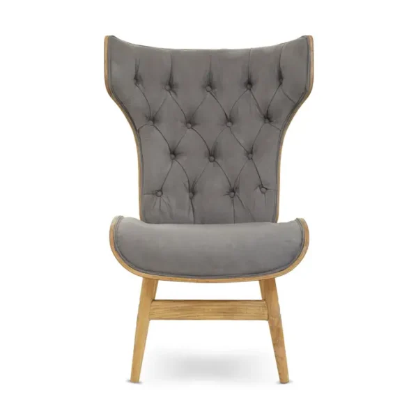 Arche Dark Grey Velvet Chair With Winged Back1