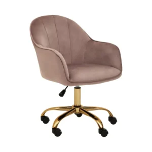 Arent Pink Velvet And Gold Home Office Chair