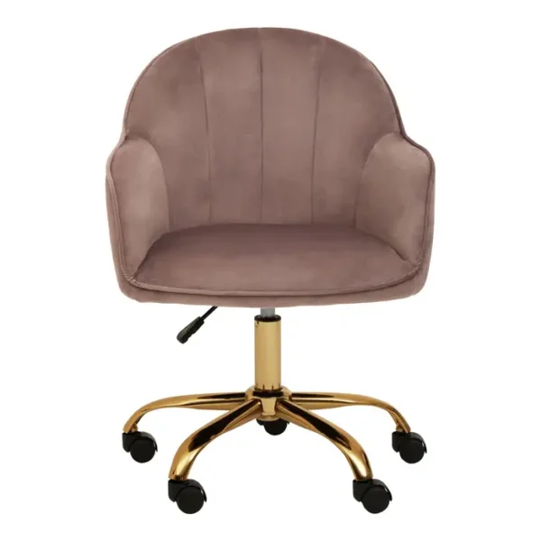 Arent Pink Velvet And Gold Home Office Chair1