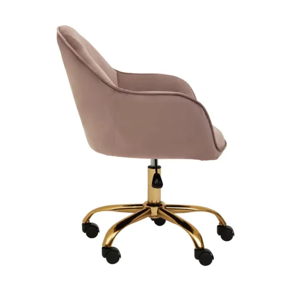 Arent Pink Velvet And Gold Home Office Chair2