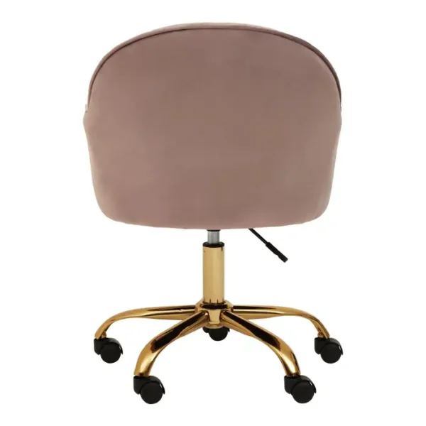 Arent Pink Velvet And Gold Home Office Chair3