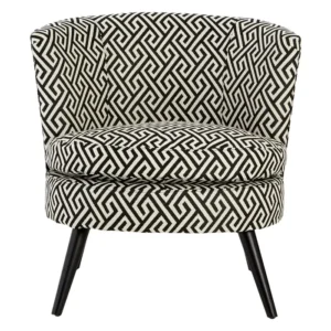 Argen Park Black And Beige Greek Key Round Armchair